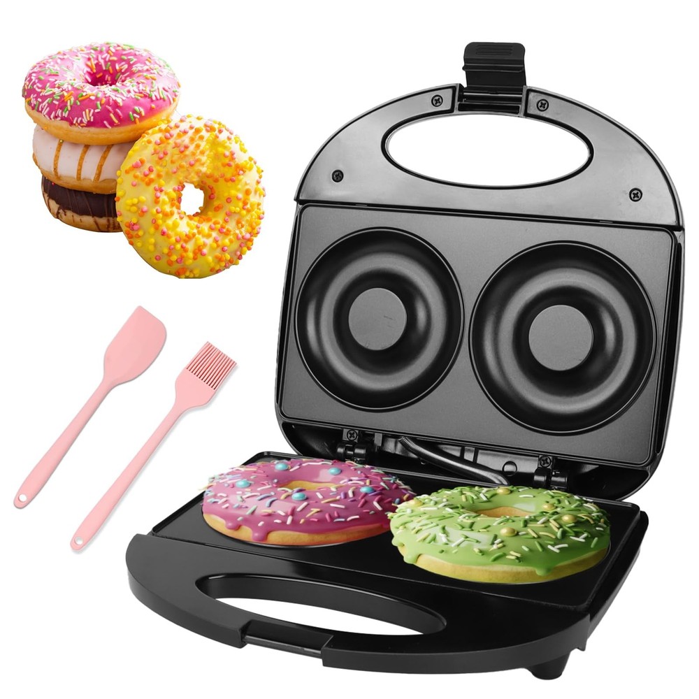 Donut Maker Machine - Bake 2 Donuts, Non-Stick, Double-Sided Heating, Easy Clean