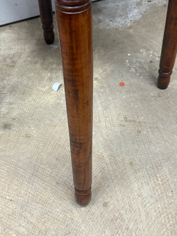 antique bench made tiger maple & walnut work table night stand end 1800s drawer