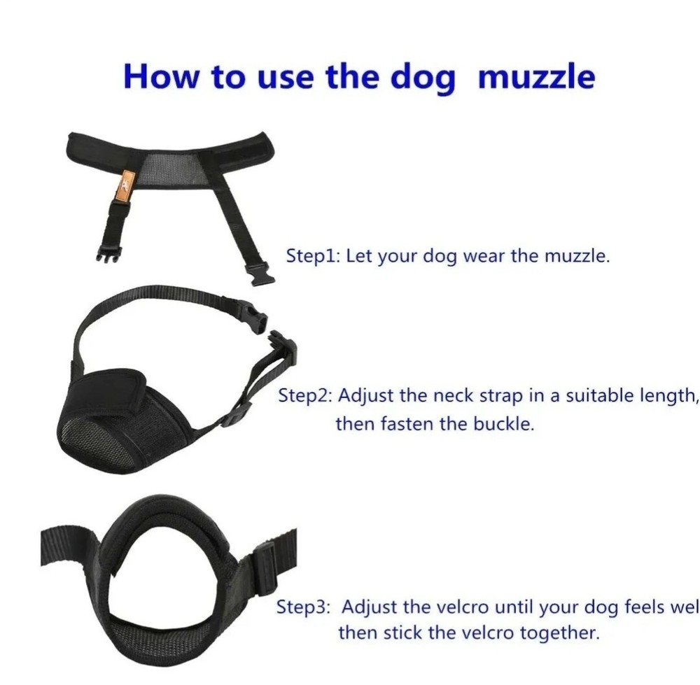 Soft Dog Muzzle Cover with Dogs Hook & Loop for small,medium & large Dogs.