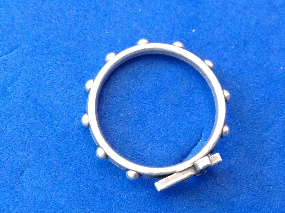 Crucifix Rosary Ring Ring Size 8 Silver Tone Oxidized Metal 1 Decade Prayer Ring