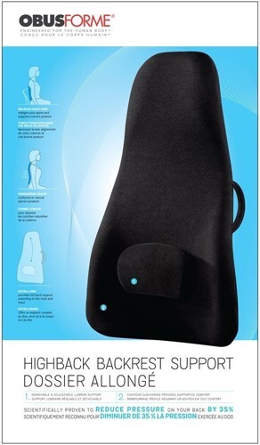 ObusForme Black Highback Backrest Support Ergonomic Lumbar & Upper Back Support