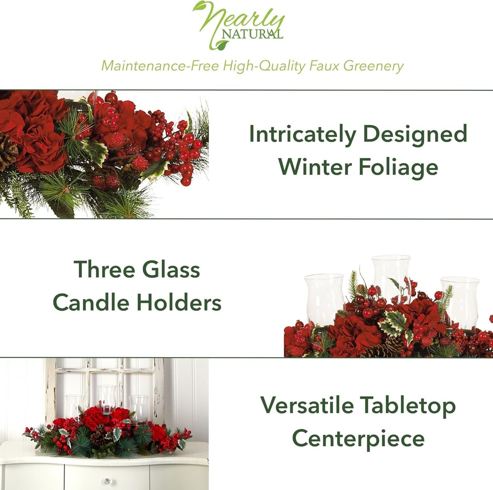 Artificial Hydrangea Holiday Candelabrum