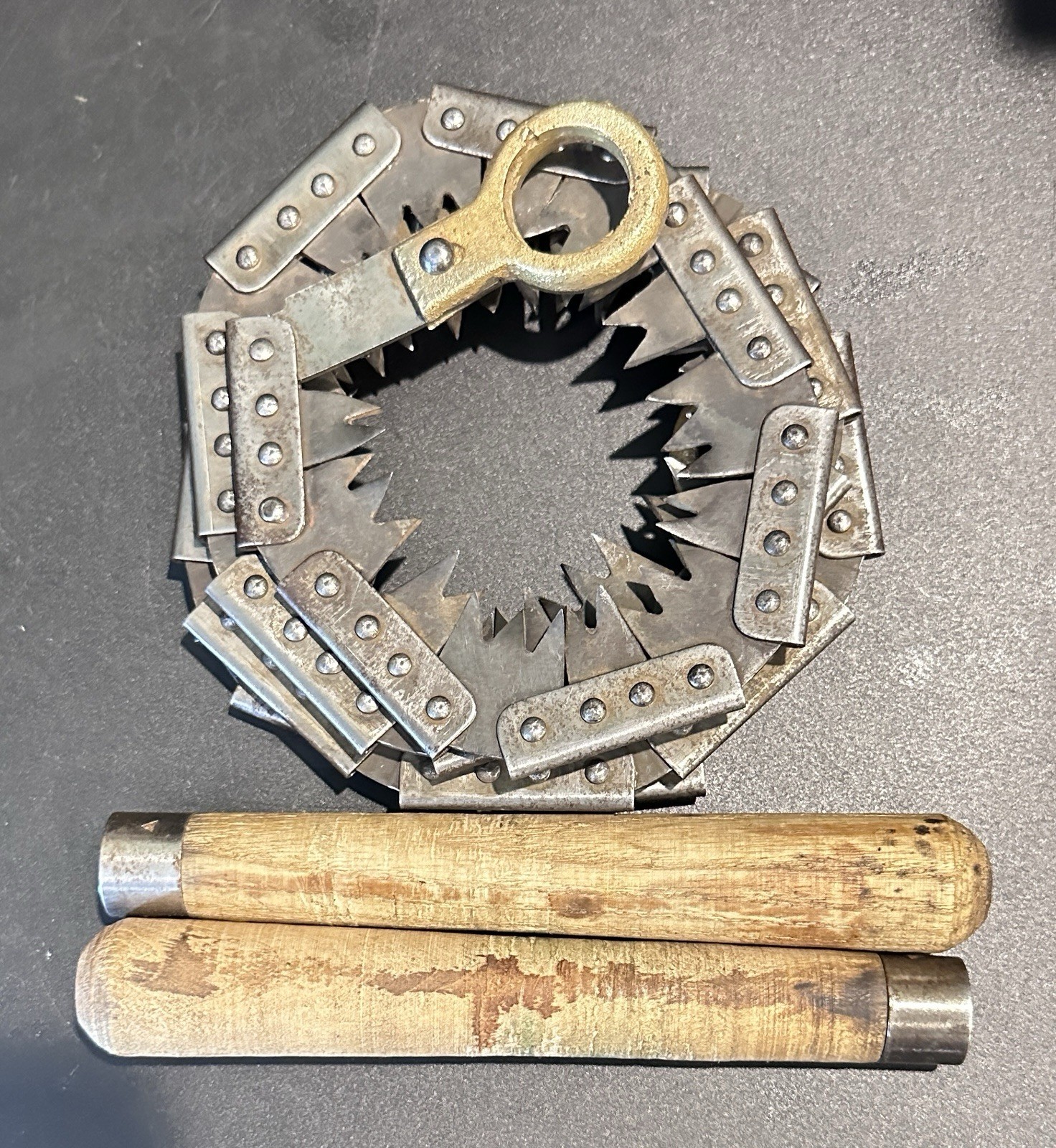 WW2 British Army Sapper’s Portable Chain Saw in Leather Case with Handles & File