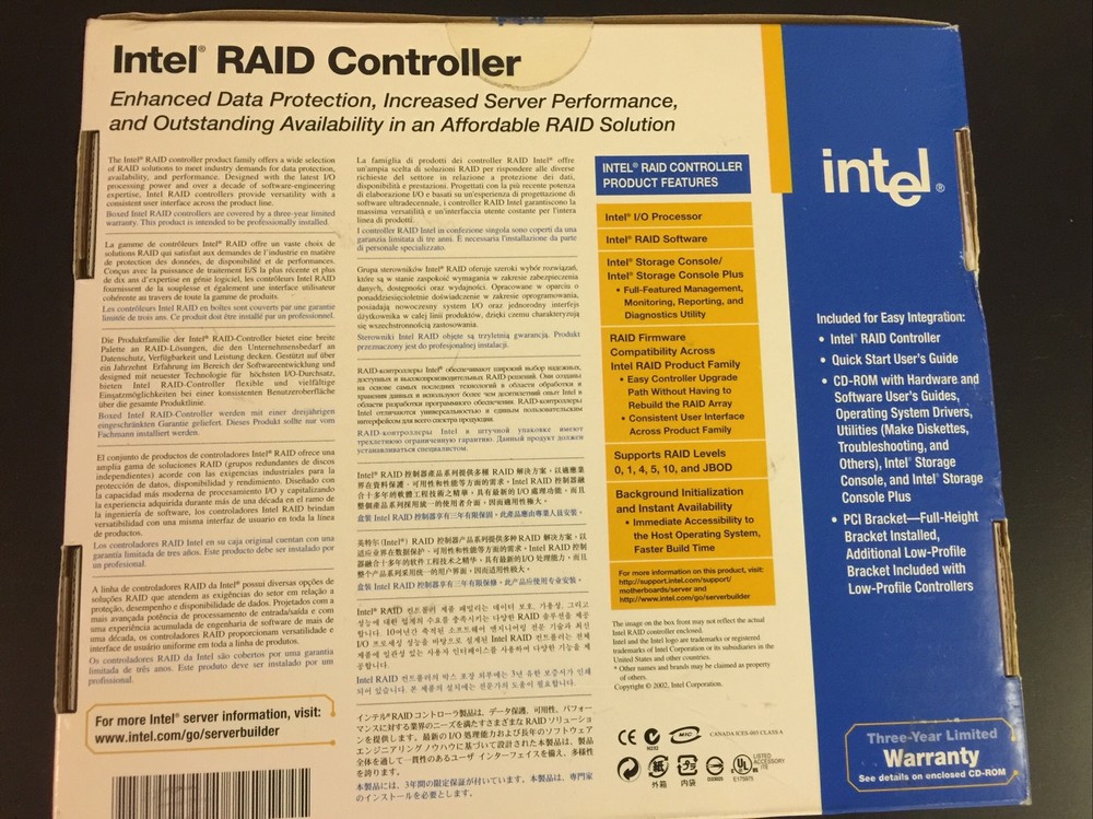 Intel Raid Controller IIRNOCHXX PC: SRCZCR -NEW-FREE SHIPPING