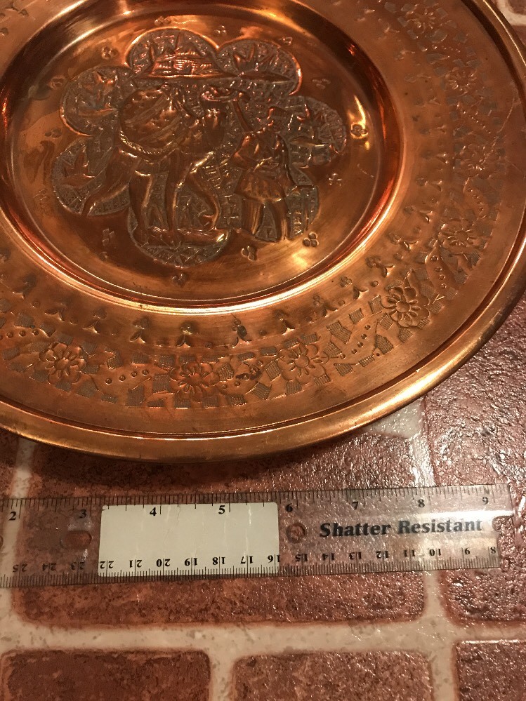 Large Solid Copper Silk Road Camel Caravan Persian Decorative Plate FREE SHIP
