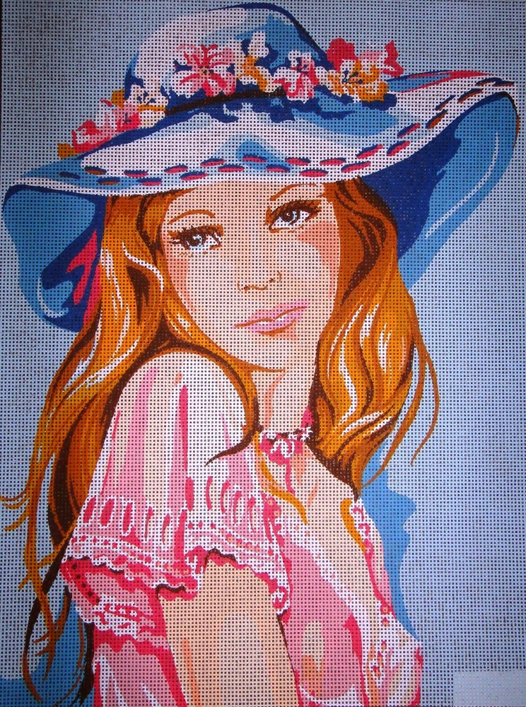 "Lady" Printed Canvas or Threads Kit for Needlepoint D488