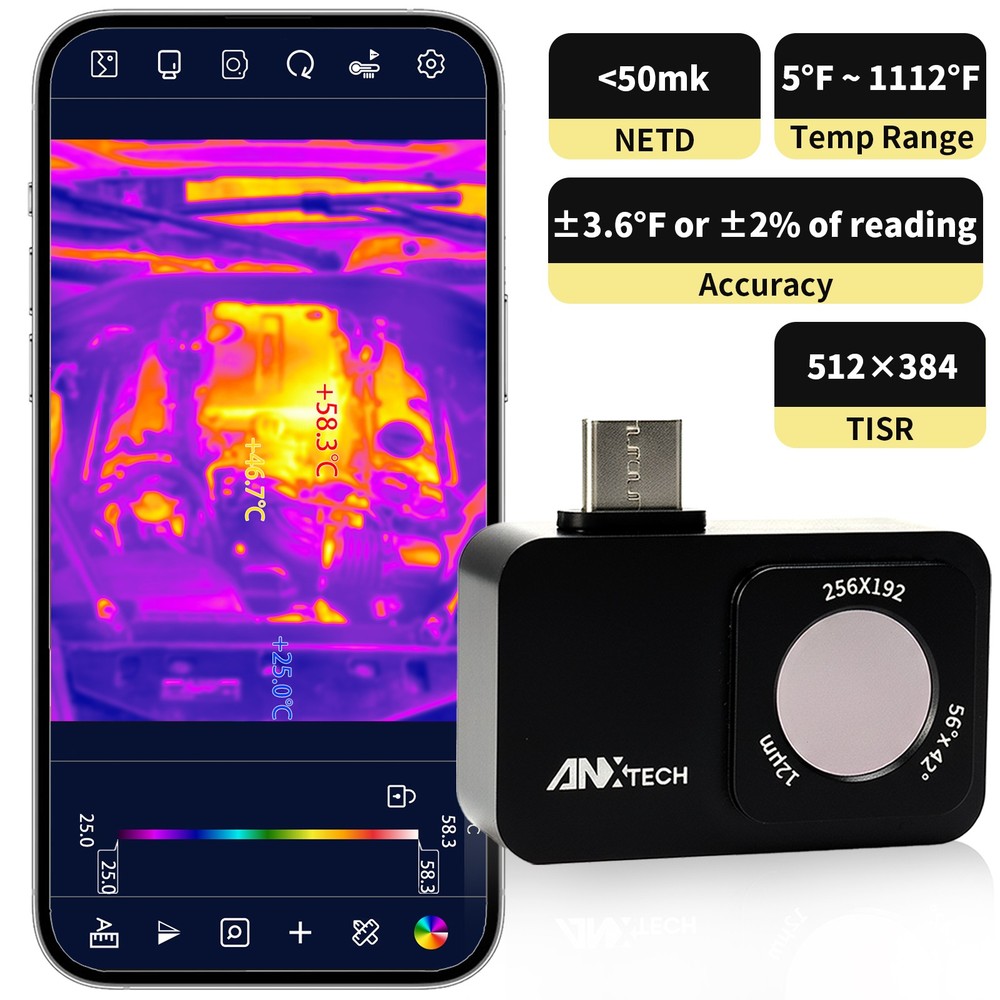 ANXTECH Thermal Camera for Android TISR 512x384 Resolution Infrared Camera