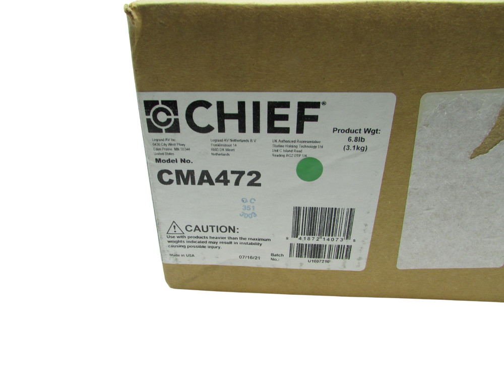 Chief CMA472 Mount Above Ceiling Low Profile Storage Accessory NEW