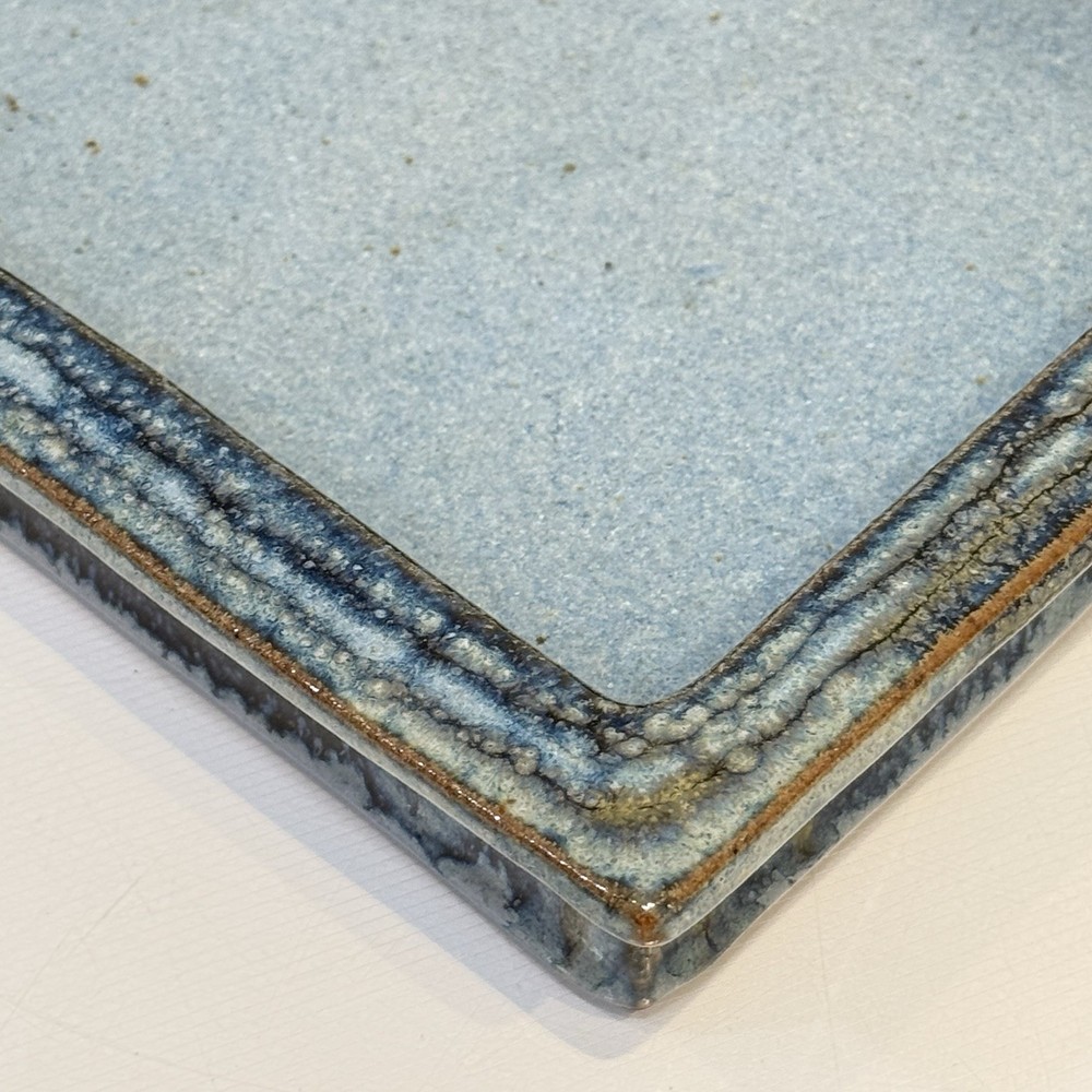 Wallis Studio Art Pottery Rectangular Shallow Casserole Blue Glaze 8”x10”x2”