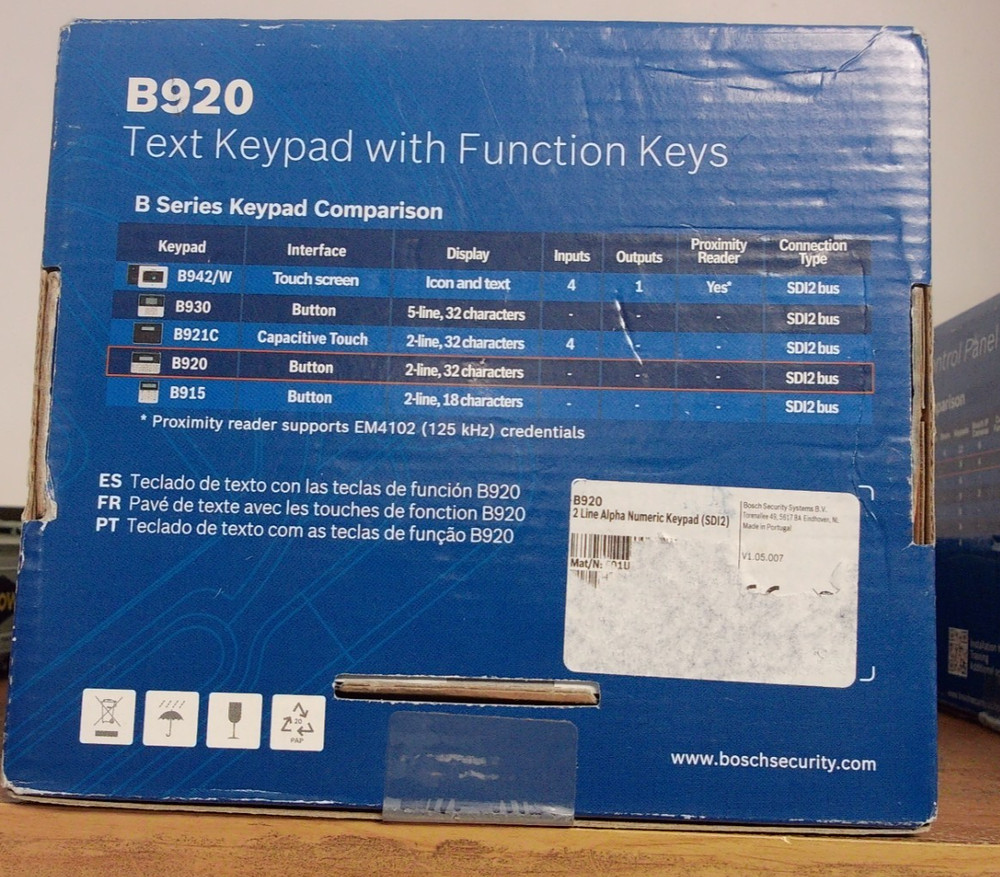 NEW BOSCH B920 2 LINE TEXT KEYPAD W/ Function Keys LCD DISPLAY ON SCREEN HELP