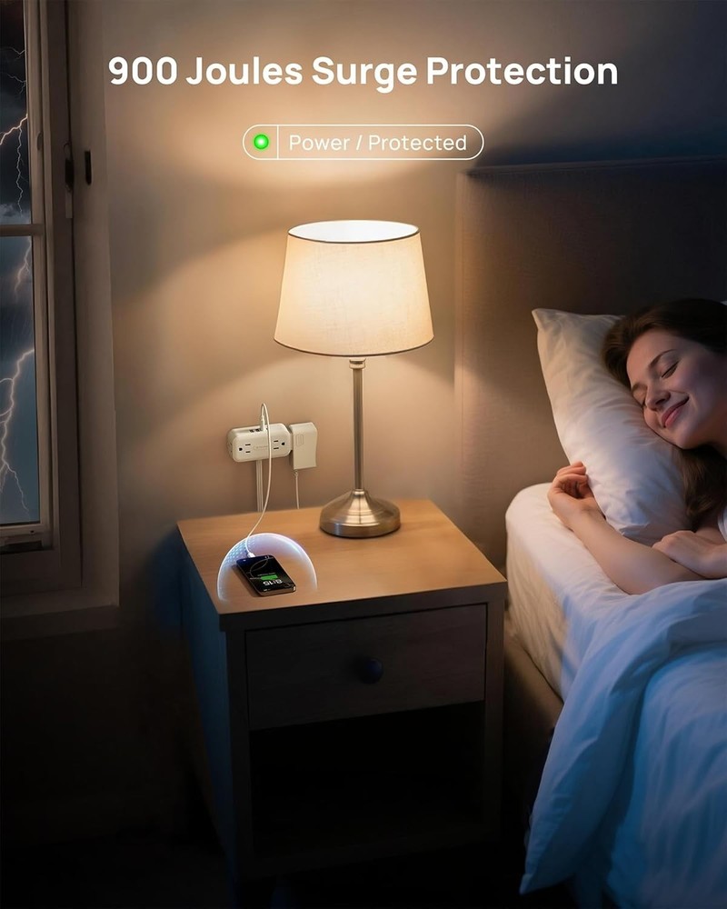 360° Rotating Multi-Outlet Extender with Surge Protection