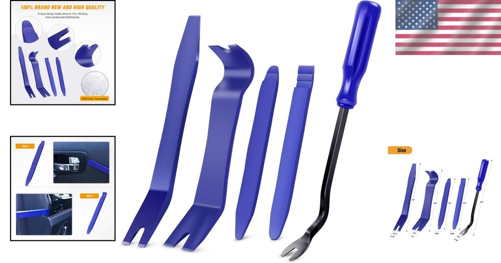 Multi-Functional Auto Trim Removal Kit - 5 Tools for Easy Interior Repairs