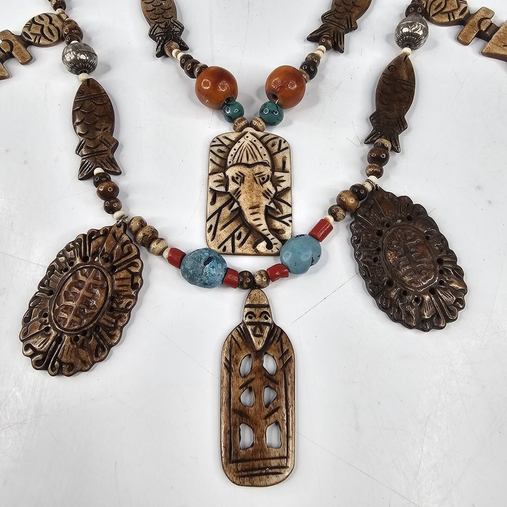 Chunky India Multi Media 2 Strand Statement Necklace