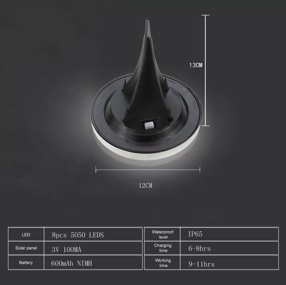 4x Disk Light Spotlight Twilight Garden 8 LED with Solar Panel