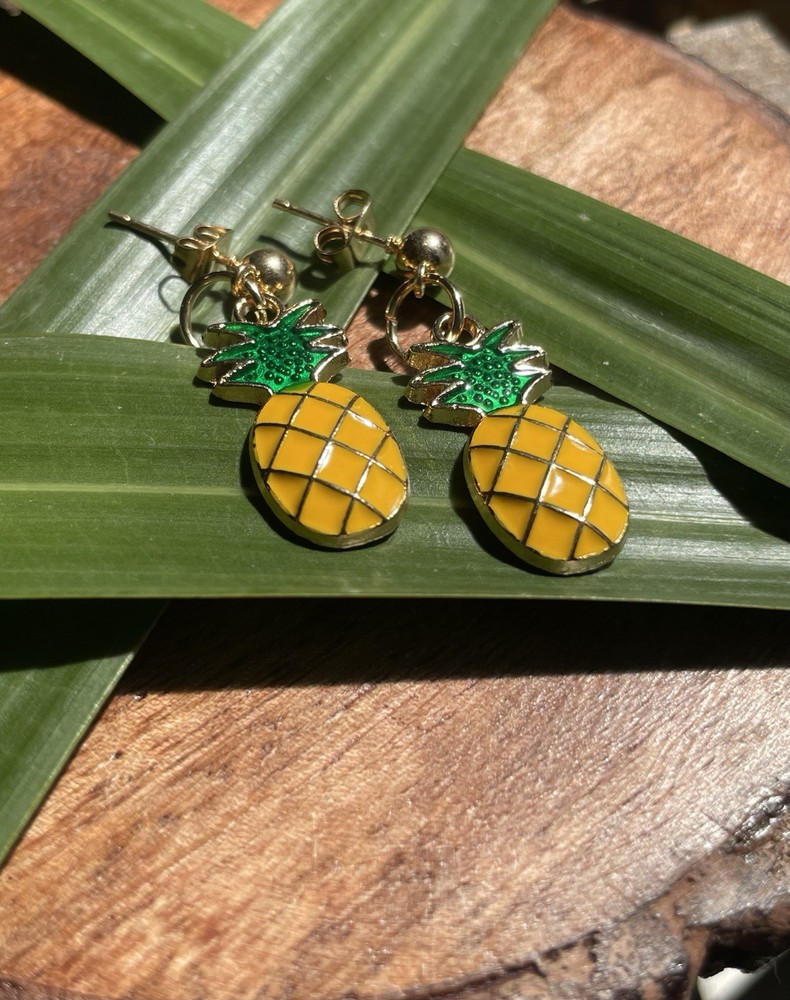 Handmade Pineapple Ball Post Earrings, Hypoallergenic