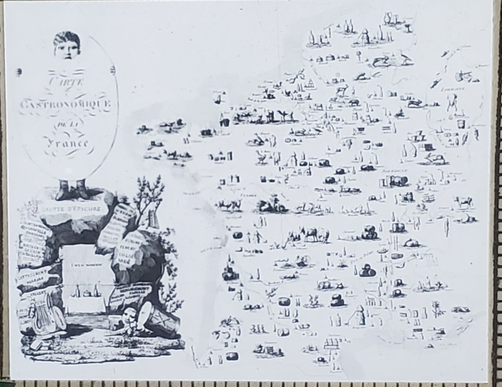 Map, The Foods (?) of France, Magic Lantern Glass Slide