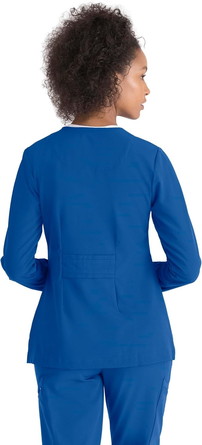 GREYS ANANTOMY SIGNATURE WOMEN SCRUB JACKET BUTTON FRONT IN ROYAL BLUE #2407 NWT