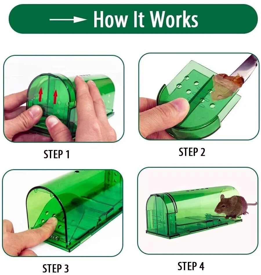 1, 2,4, 6-Humane Mouse Traps Live Catch & Release No Kill Rat Mice Trap Reusable