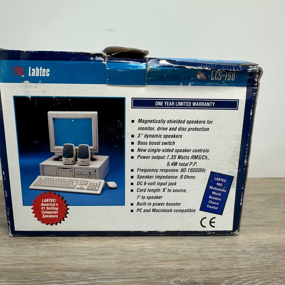 NOS Labtec Computer Speakers LCS-150 w/ cables Optional AC adapter NOT INCLUDED