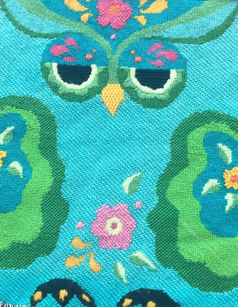 Vintage MOD OWL Finished Needlepoint