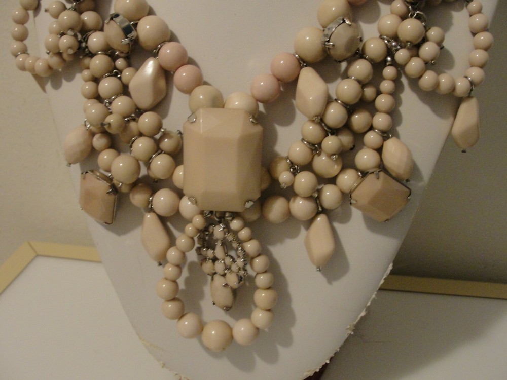 statement soft pink bead necklace 23"-25"