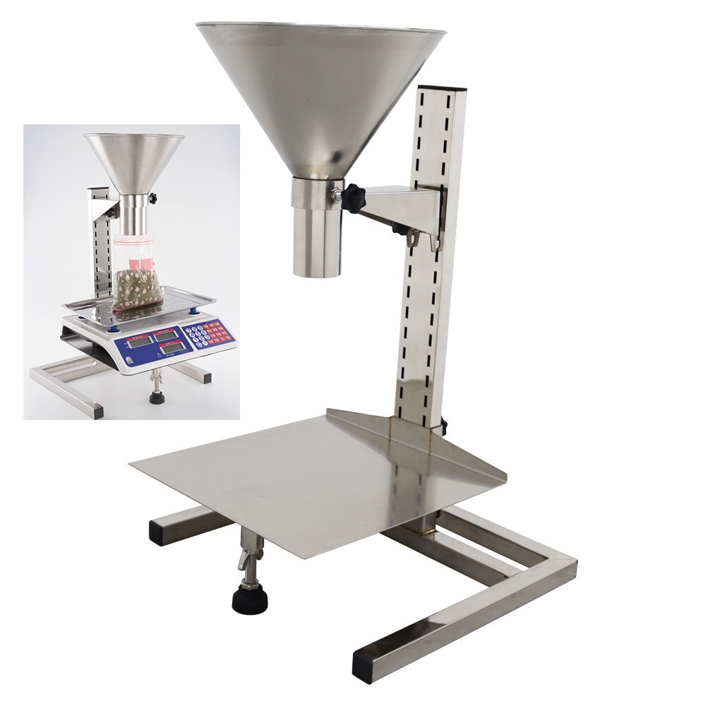 Stainless Steel Feeding Hopper with Support Stand Height Adjustable 4cm Diameter