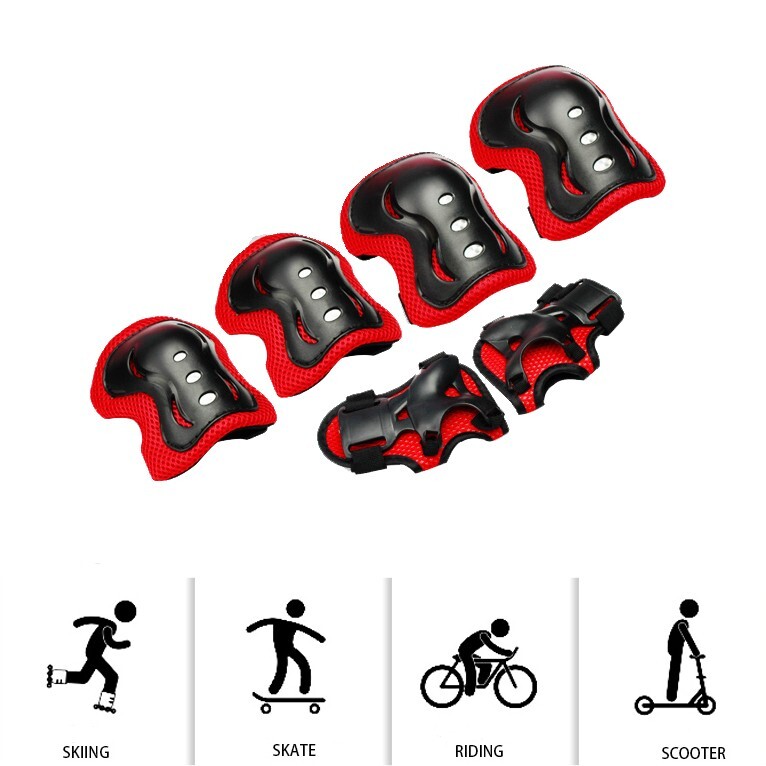 6Pcs Skating Protective Gear Set Wrist Elbow Knee Pads Bike Skateboard