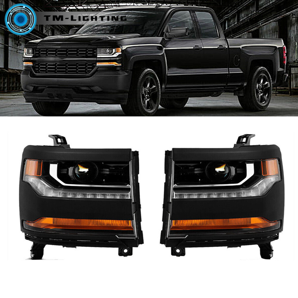 For Chevy Silverado 1500 2016 2017 2018 HID w/ LED Headlight Right&Left Side