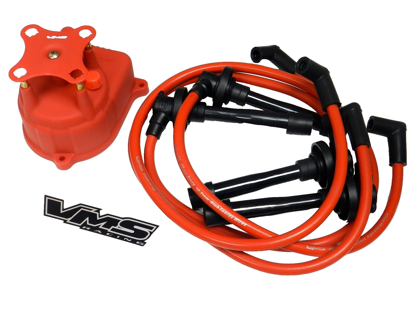 DISTRIBUTOR CAP & 10.2MM SPARK PLUG WIRE KIT FOR 99-00 HONDA CIVIC B16 EK RED
