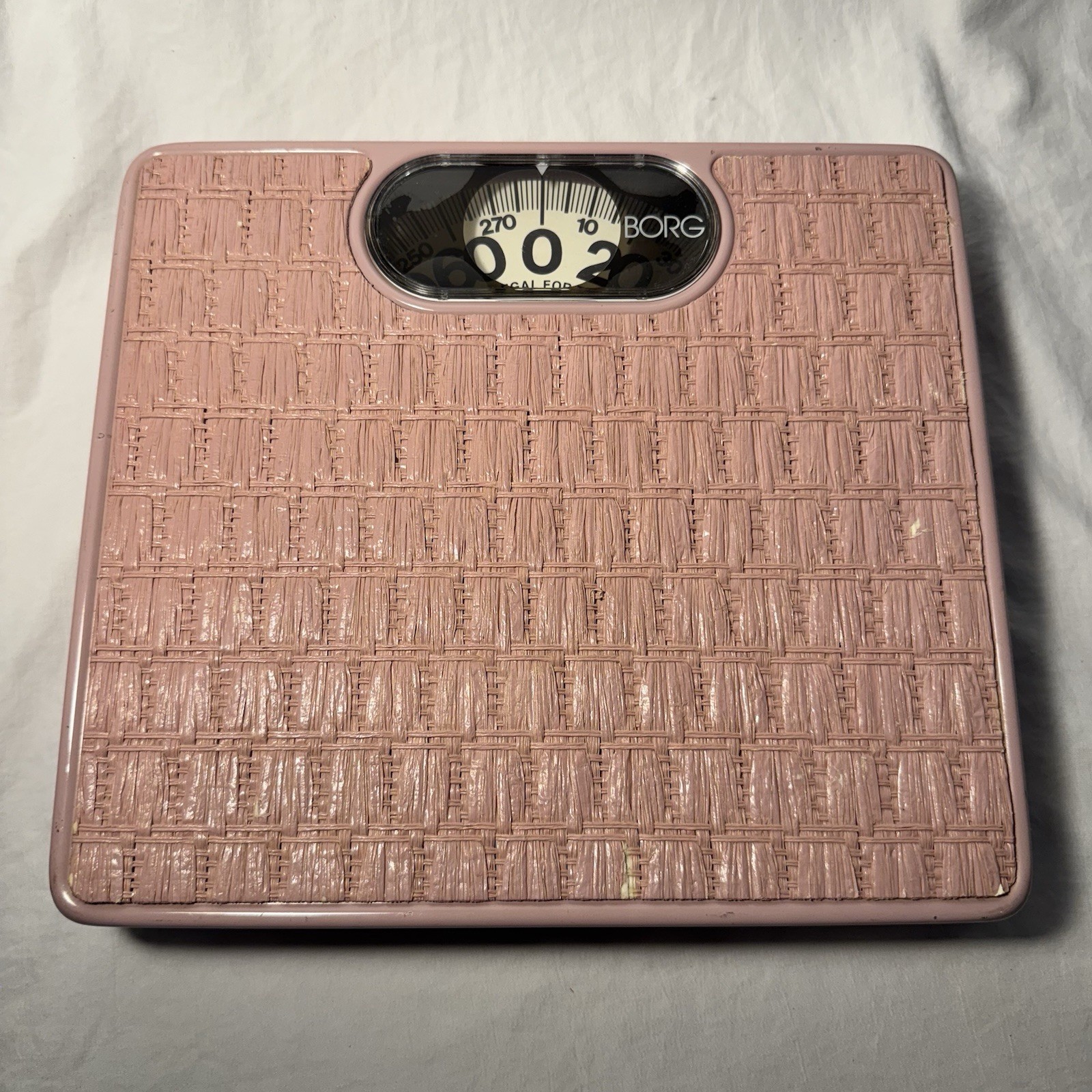 Vintage BORG Bathroom Scale Pink Lilac Woven Working