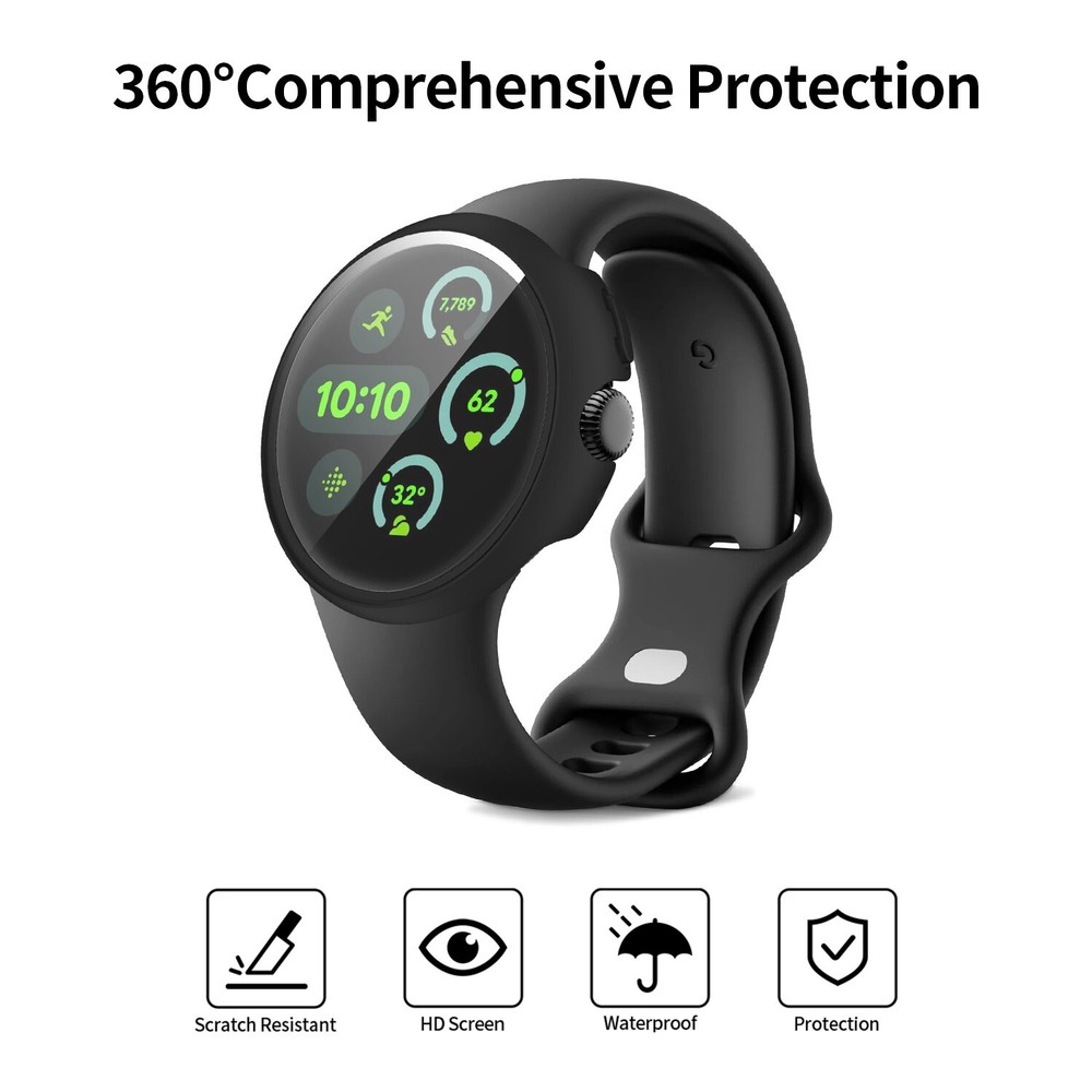 Supershieldz Designed for Google Pixel Watch 3 41mm Screen Protector Case Black