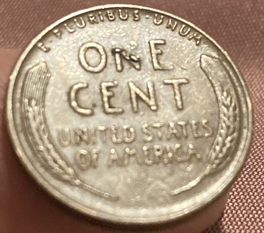 1941 (No Mint Mark)Wheat Penny Die Break Or Chip Error? Reverse (N In One) E & P