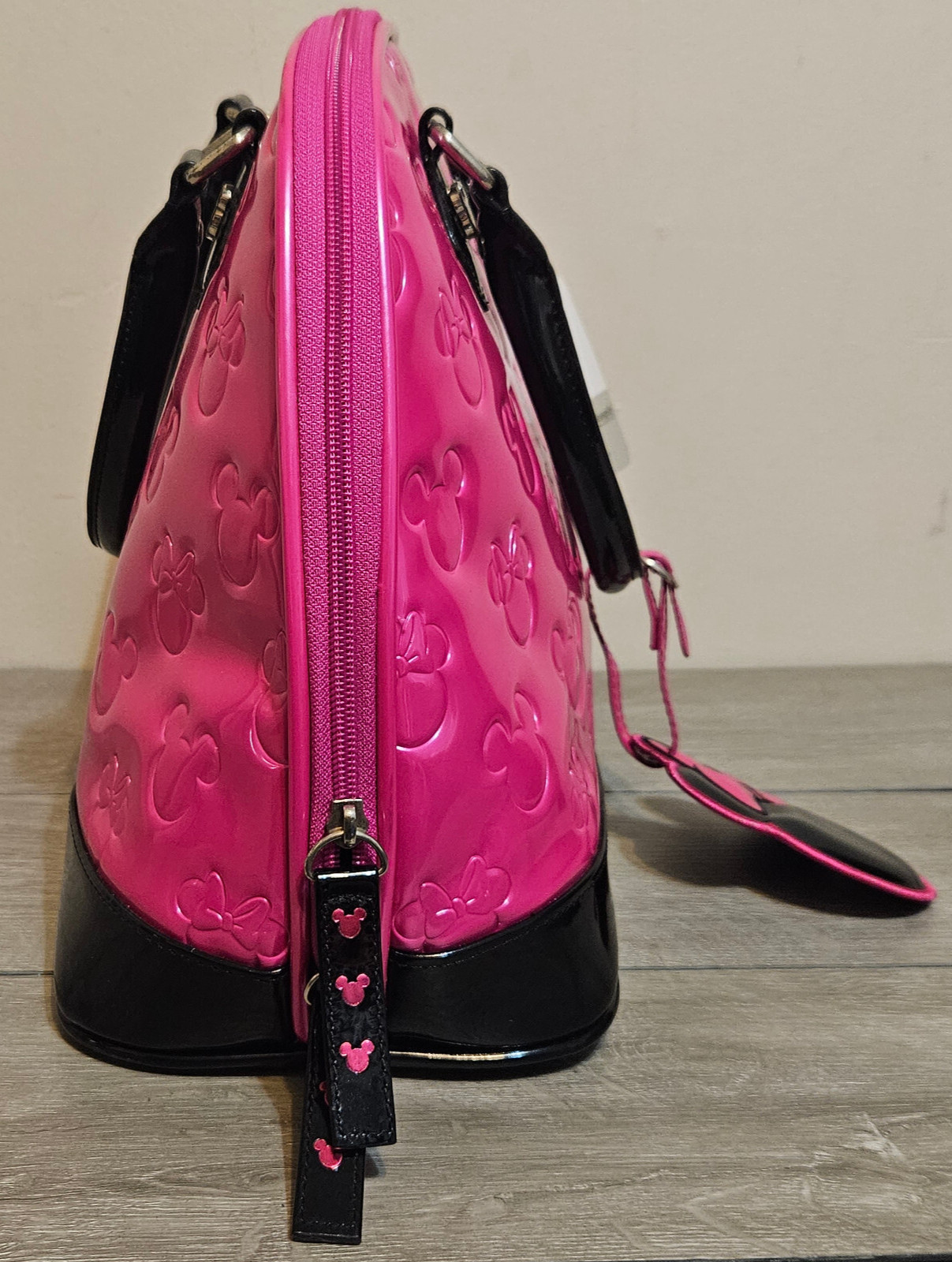 DISNEY x LOUNGEFLY Pink Minnie Loves Mickey Large Dome Satchel Bowling Bag NWD