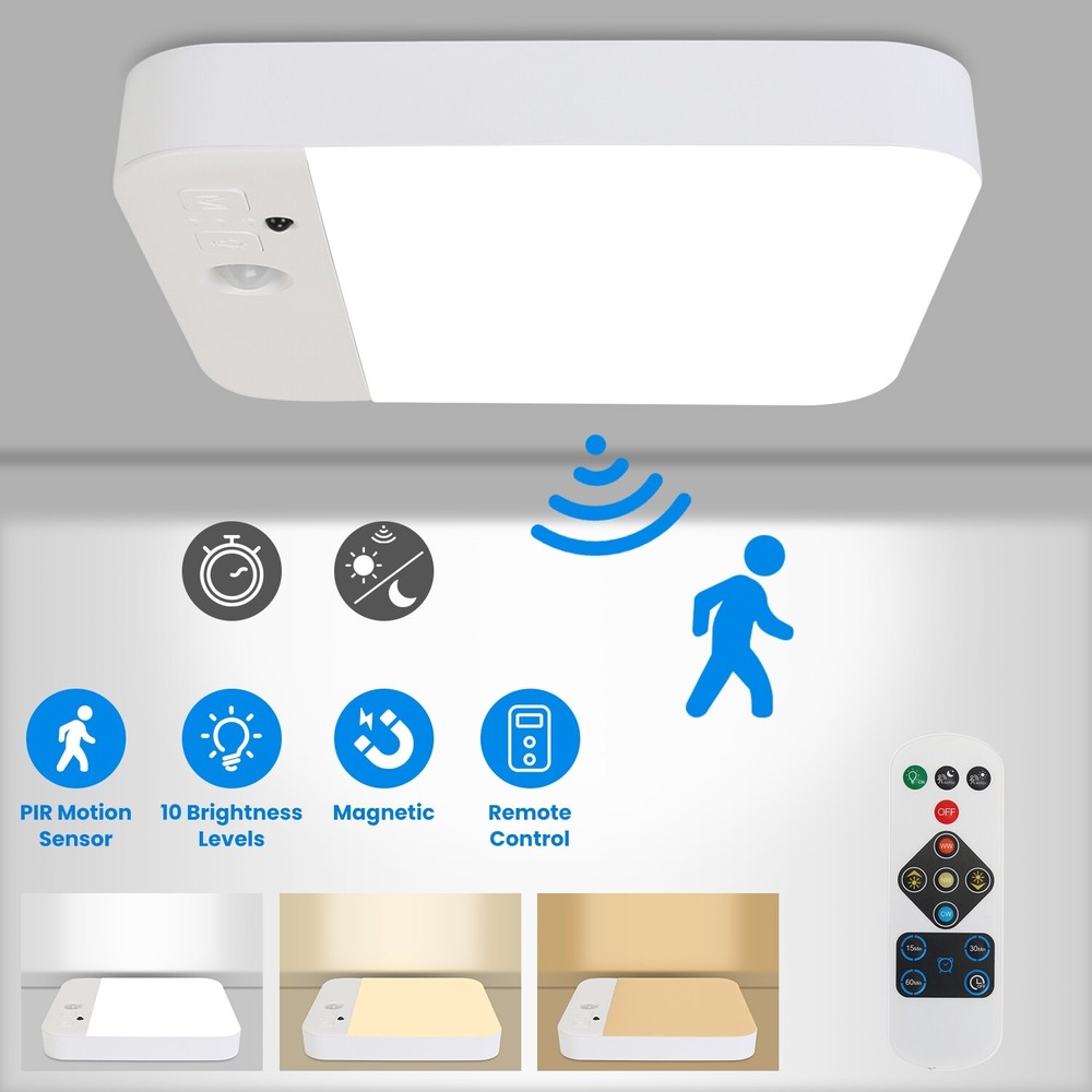 Rechargeable Motion Sensor Ceiling Light w/ Remote Ceiling Light Battery Powered