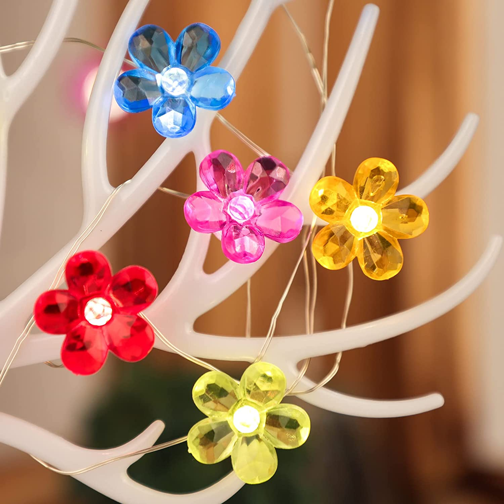 10FT 30LED Flower String Light Attery Operated 8 Modes Multicolor for Wedding