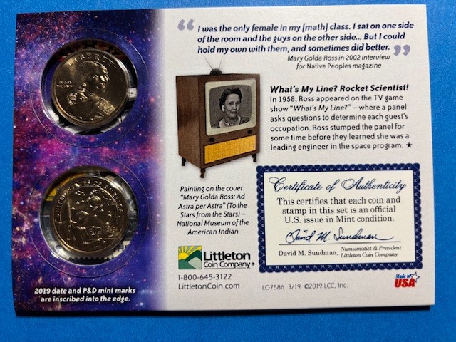 2019 Space Program Coin & Stamp Set UNCIRCULATED Mary G. Ross