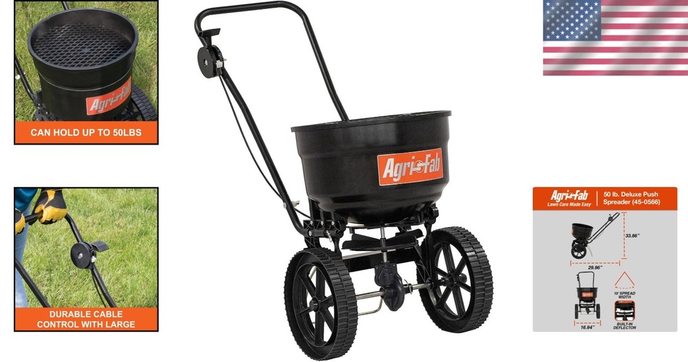 Precision 50 lb Broadcast Spreader for Seeds & Fertilizers - Durable & Efficient