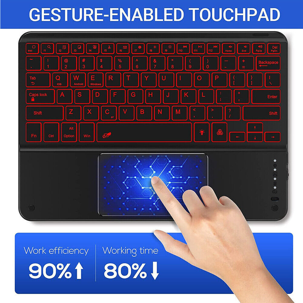 Rechargeable Backlit Bluetooth Touchpad Keyboard Mouse For Android IOS Tablet PC