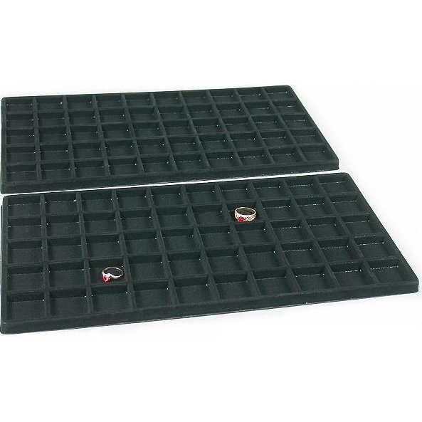 2 Black Flocked 50 Compartment Display Tray Inserts