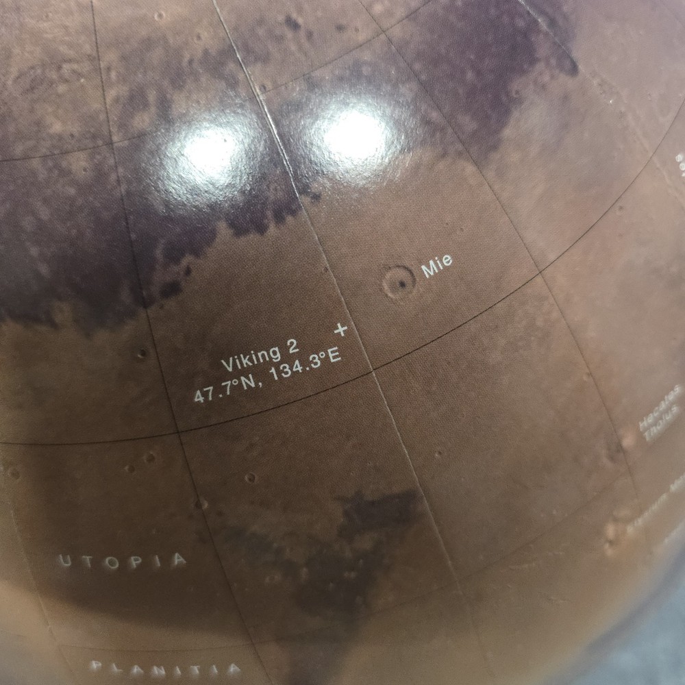 Mars Globe Planet Model Educational Astronomy Globe w Stand Space Decor 12" EUC