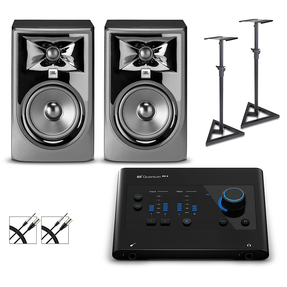 PreSonus Quantum ES2 Audio Interface w/JBL Studio Monitors/Cables/Stands 305MKII