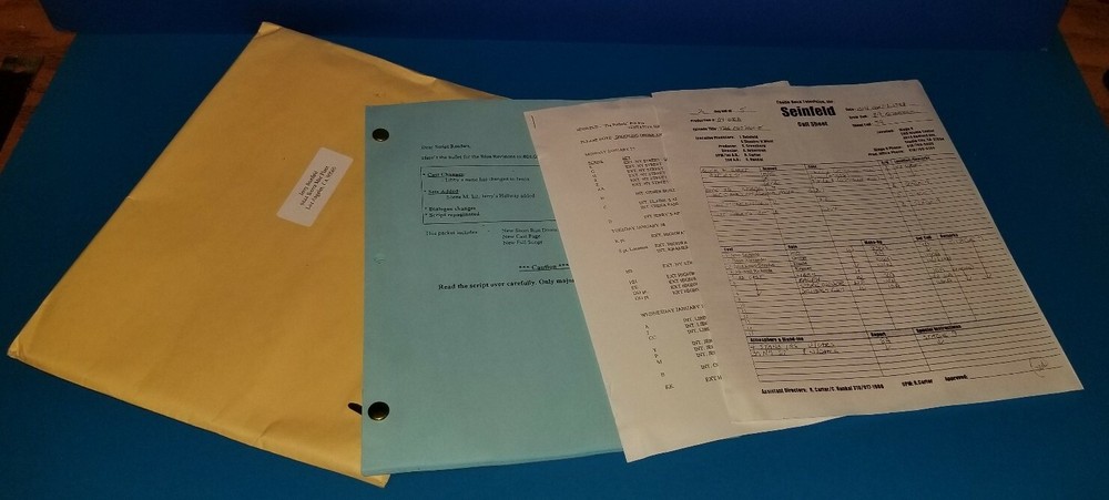 Jerry Seinfeld owned Original SCRIPT for The Pothole CALL SHEET Personal Owned