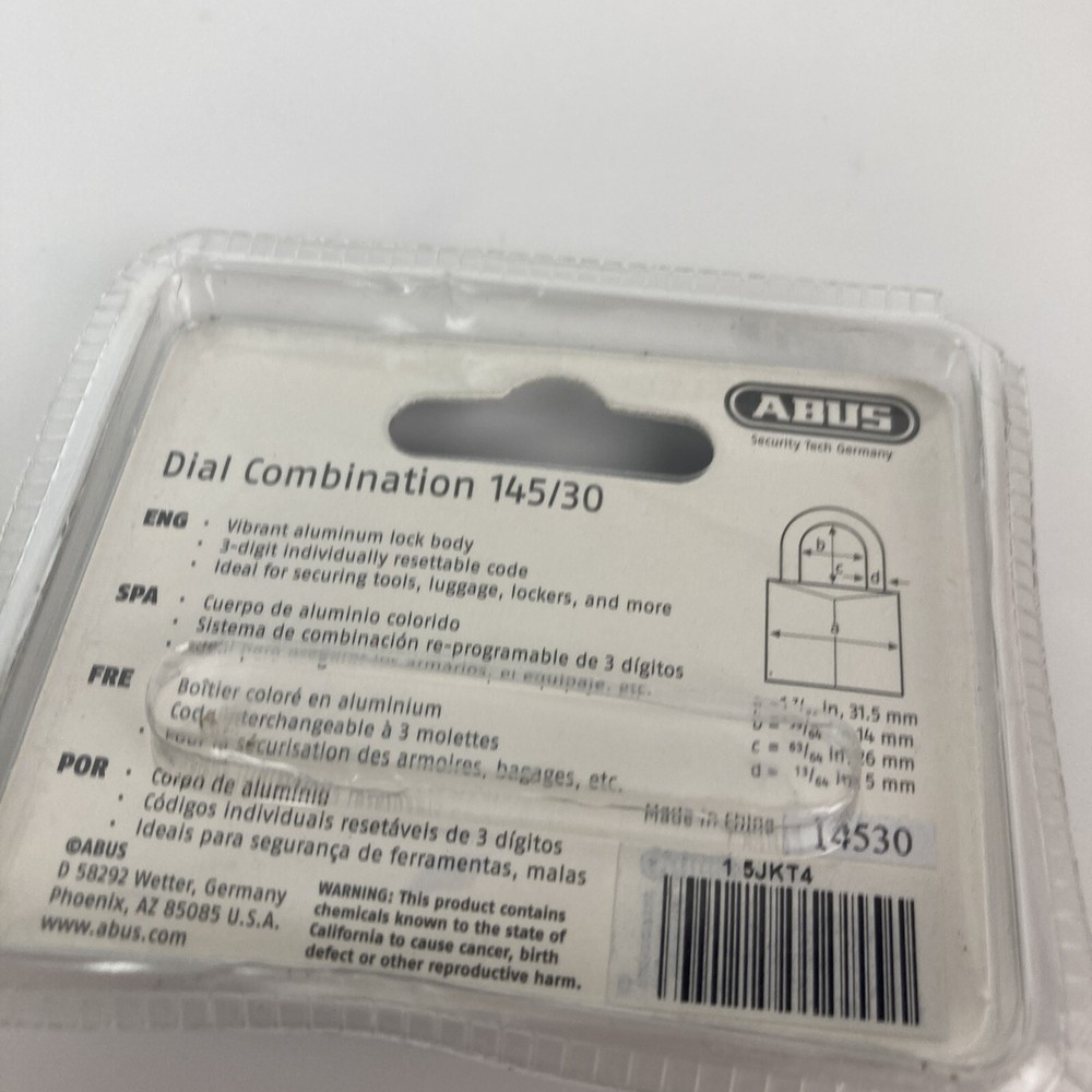 ABUS Combination Padlock, Side, Black/Silver 145/30 Black