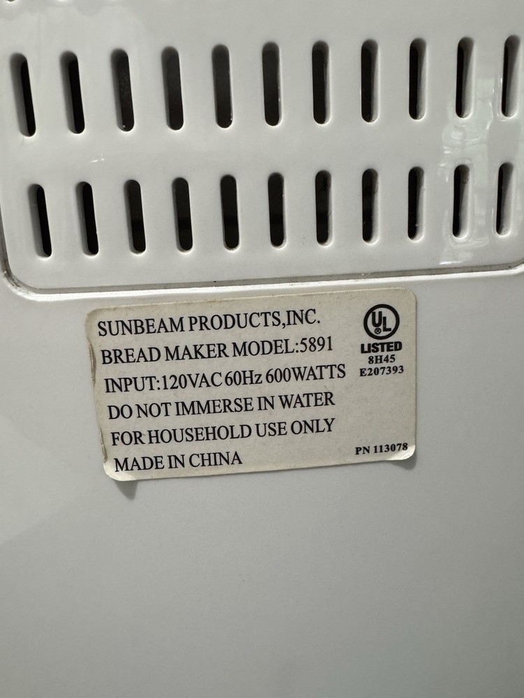 Sunbeam Programmable Bread Maker Machine Model 5891