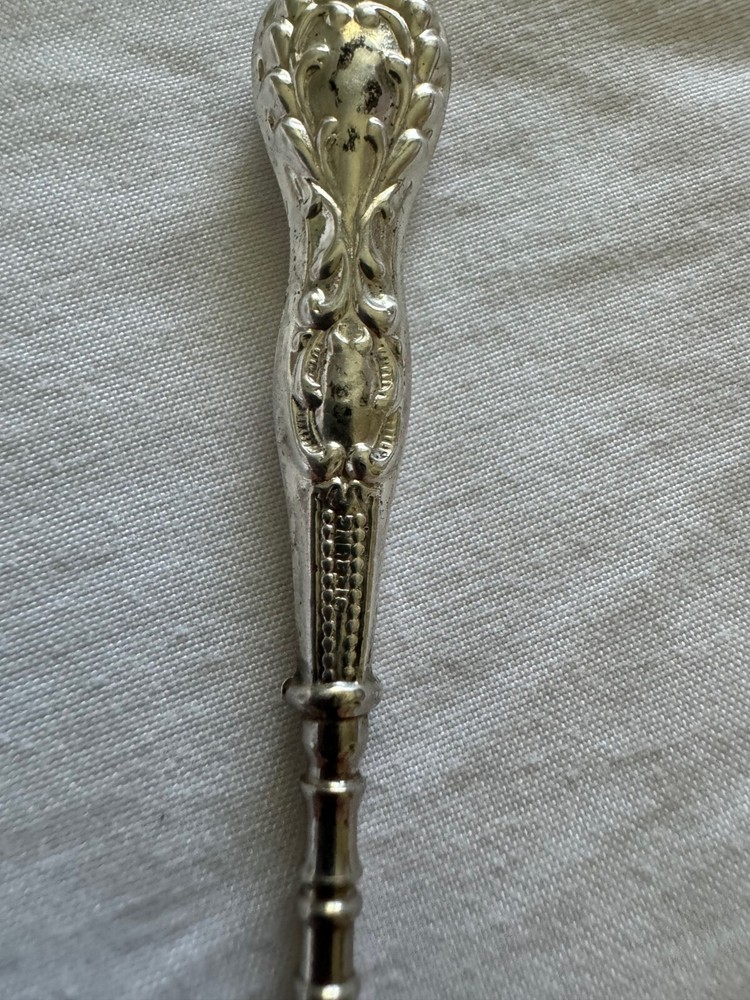 Antique Sterling Silver Handle Button Hook w/ Beaded & Scrolling Design