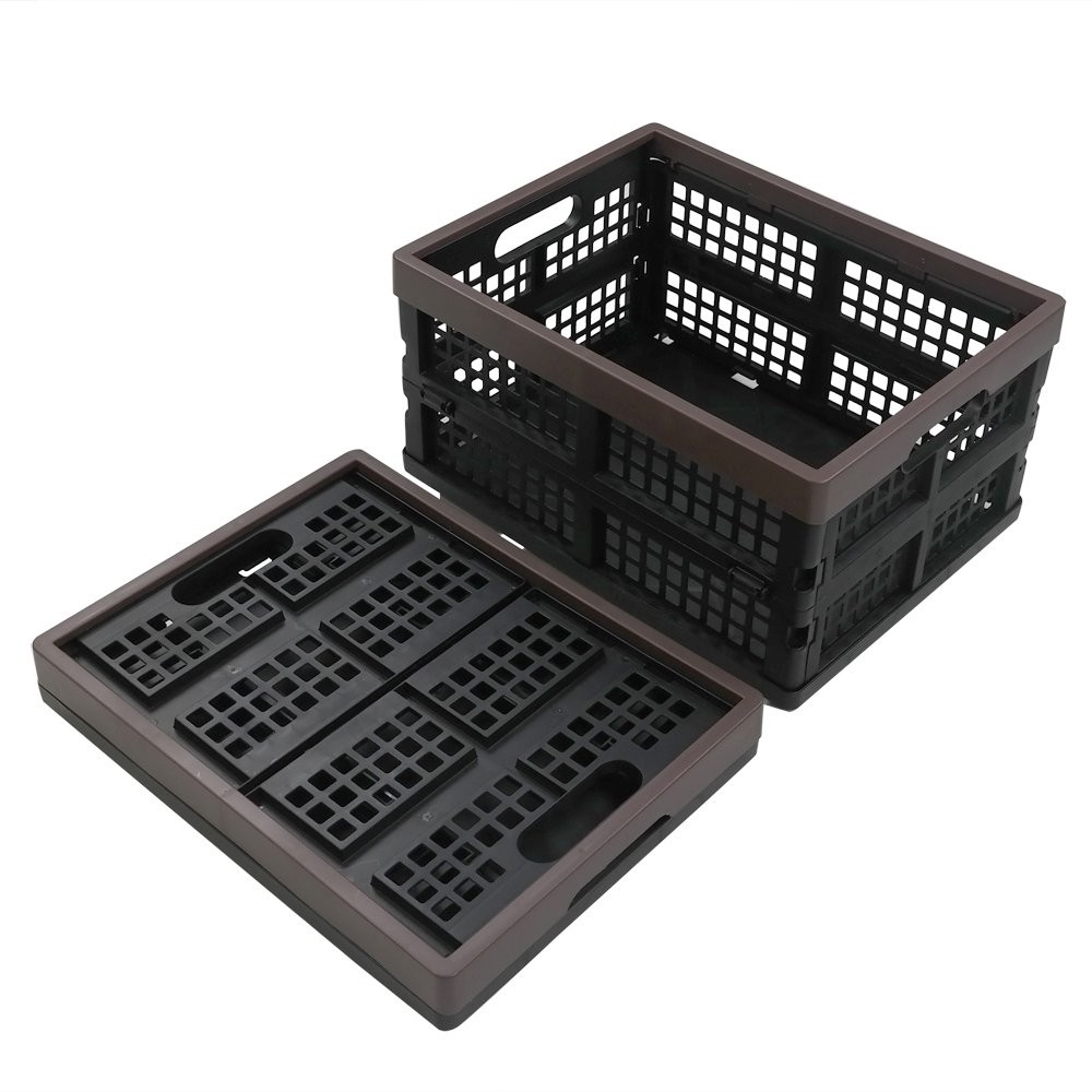 2-Pack Plastic Collapsible Storage Crate, 15 L Folding Storage Crate