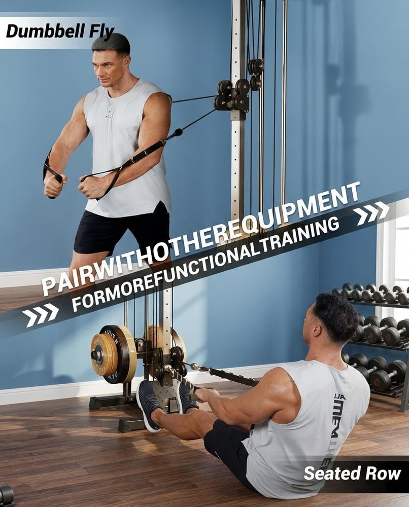 Wall Mount Cable Machine LAT Pulldown Machines with 19 Positions Weight Workout