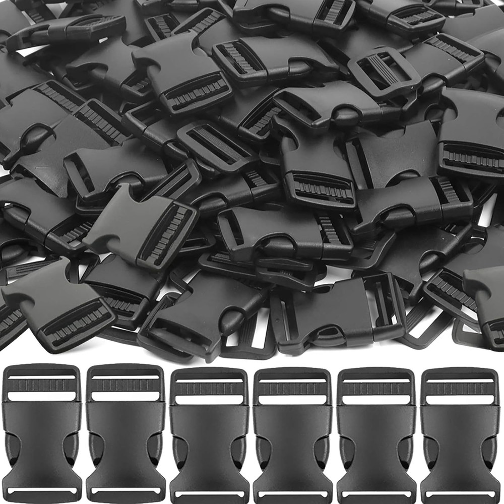 80 Pcs 1" Plastic Side Release Buckles and Slides for Backpack Straps