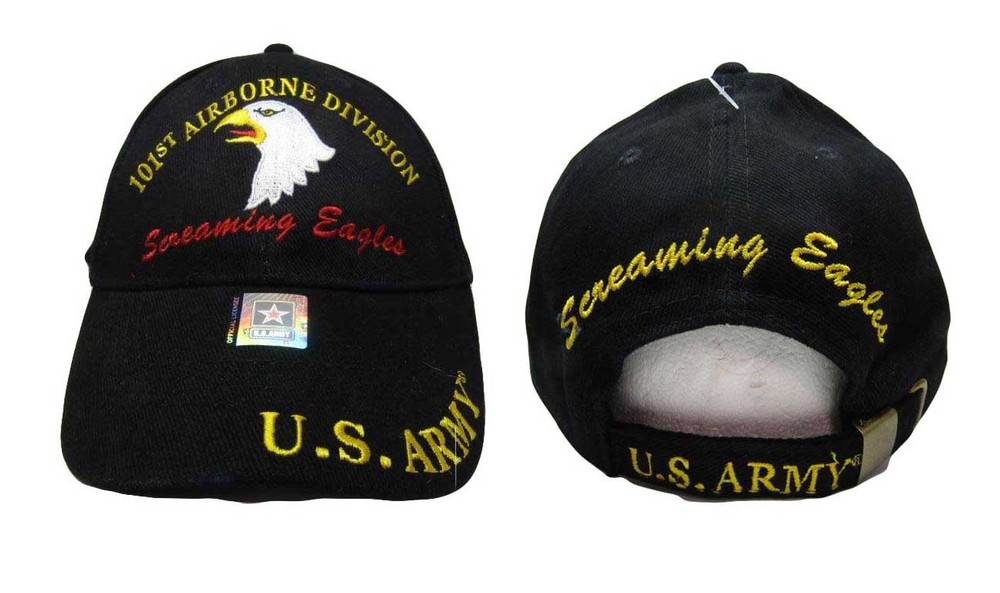 US Army Hat 101st Airborne Division Black Adjustable Cap