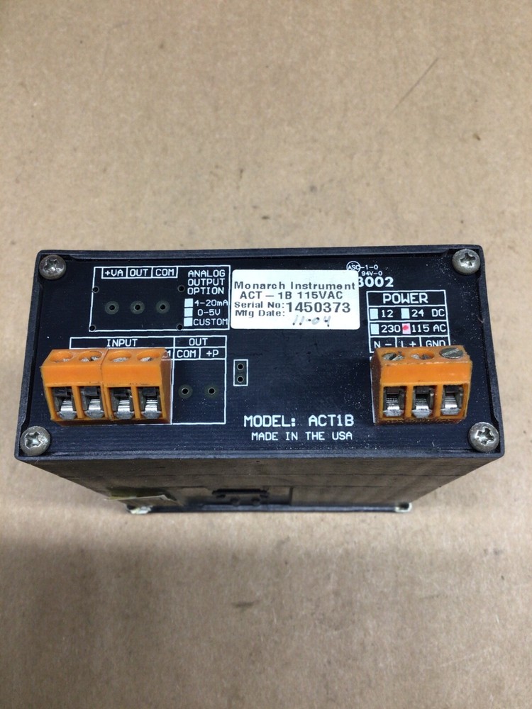 Monarch ACT-1B Panel Tachometer *Missing Cover* #4007J121